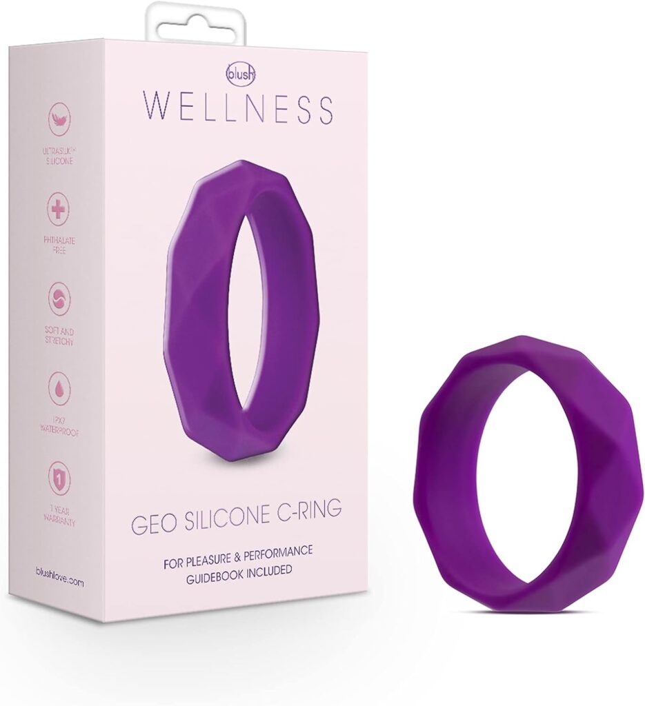 Blush Wellness Geo C Ring - Puria Platinum Silicone Cock Ring - Pliable 1.75 Width - Ultrasilk Smooth for Optimal Comfort - Erection Enhancing - for ED - Longer Thicker - for Men  Couples