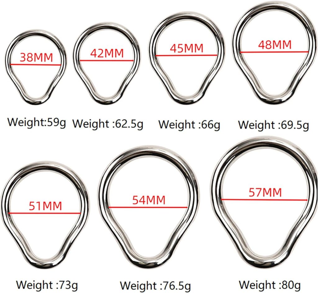Penis Ring Stainless Steel Curved Cockrings 7 Different Sizes of Erection Ring Metal Testicle Rings Male Sex Toys Adult Scrotal Training Chastity Device (38mm)