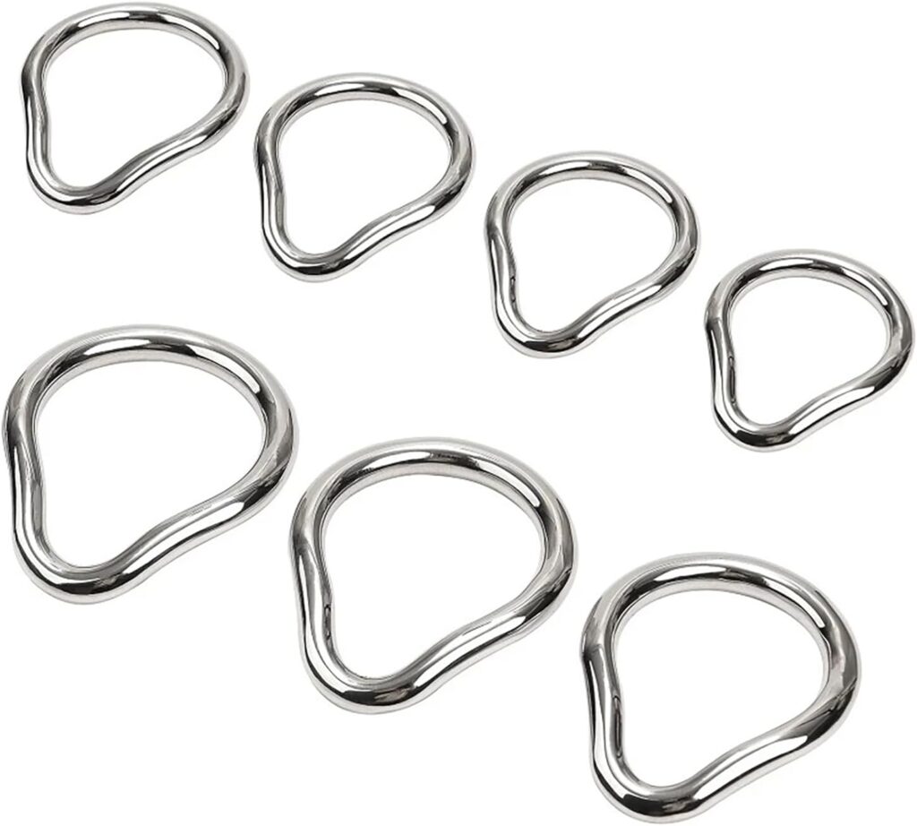 Penis Ring Stainless Steel Curved Cockrings 7 Different Sizes of Erection Ring Metal Testicle Rings Male Sex Toys Adult Scrotal Training Chastity Device (38mm)