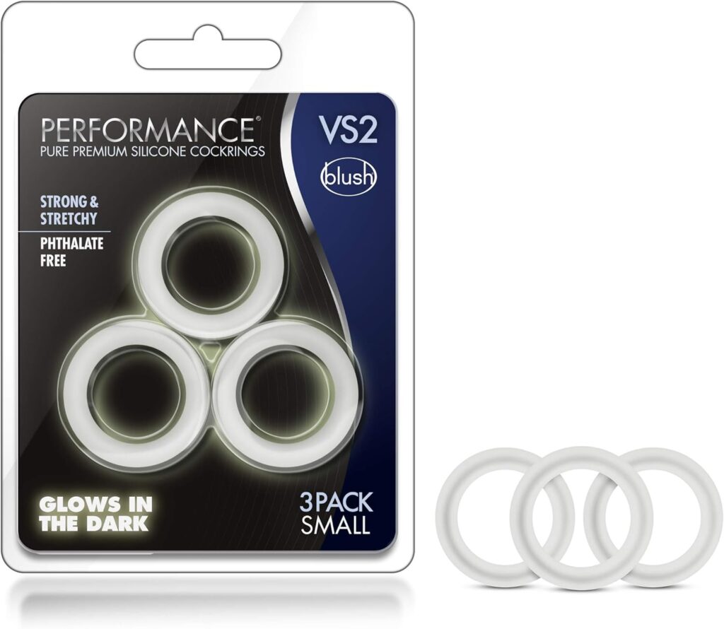 Performance - 3 Pack Male Enhancement Silicone Glow in The Dark Penis Cock Ring Erection Enhancing C-Rings Set - 1.25 Inch Diameter