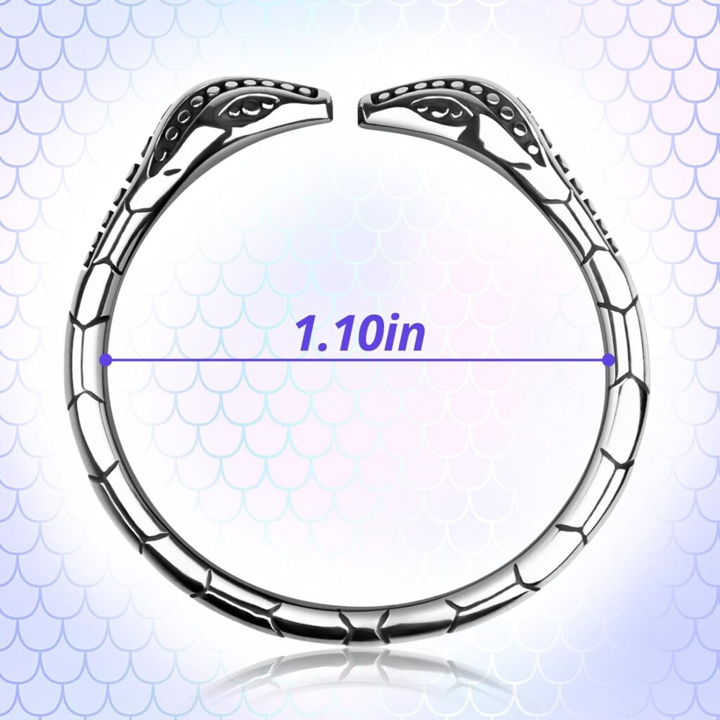 Romi Male Penis Ring Stainless Steel Cockrings Smooth Snake-Shaped Delay Glans Ring Testicles Stimulates Erection Pleasure Enhancing Adult Sex Toys (XL)