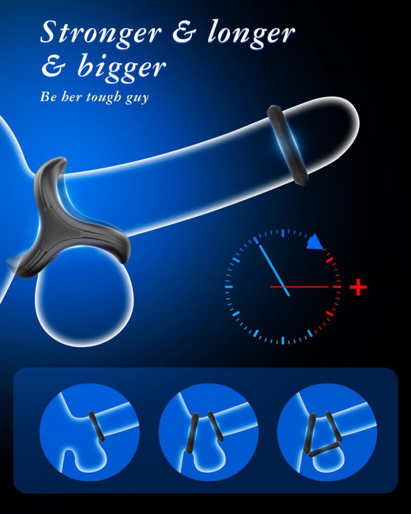Sex Toys Penis Ring Silicone Cock Rings for Men Erection Sex Silicone, 8 Sizes Cockring Cock Sexual Stimulation Device Ring Pleasure for Men, Adjustable Cock Ring Set Adult Toys Anillo para Pene