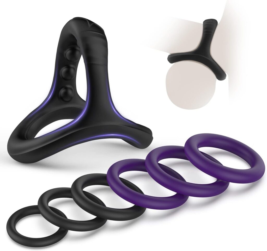 Silicone Cock/Penis Rings Set with 7 Different Sizes for Erection Enhancing, Long Lasting Stronger Strechy Adult Sex Toys for Men or Couple