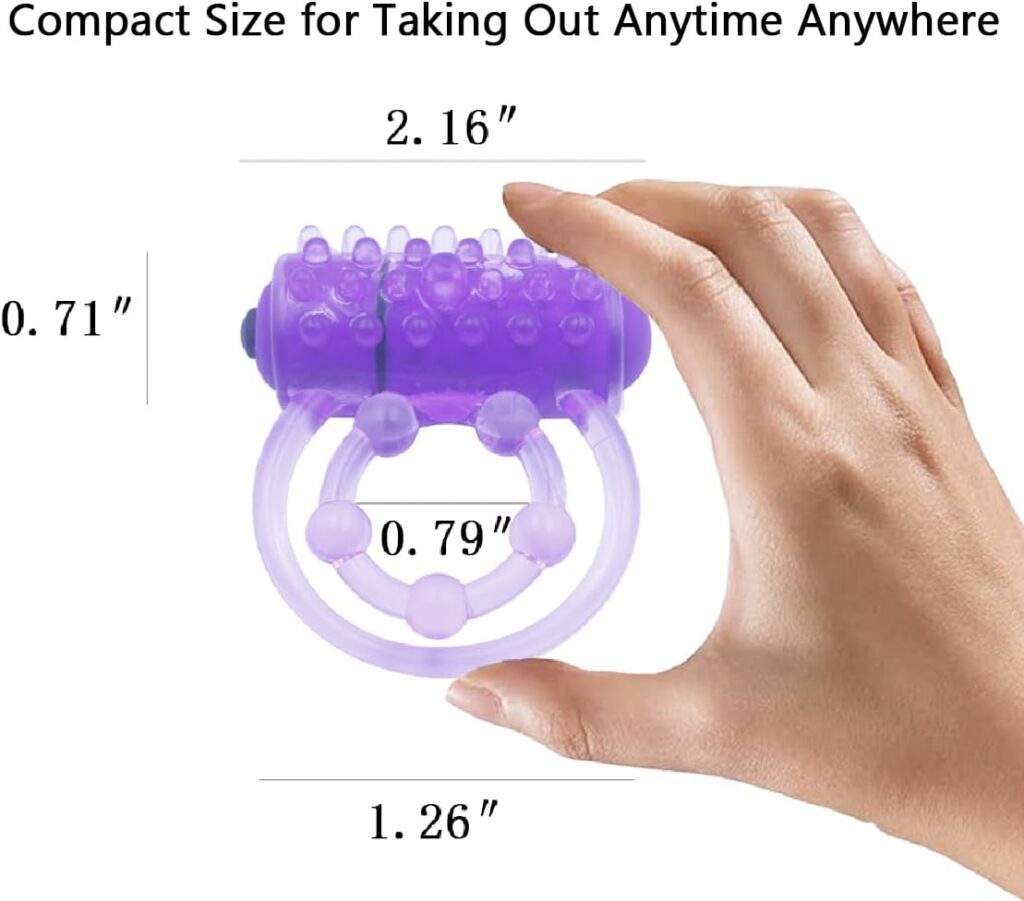Vibrating Cock Rings with Bullet Vibrator,Atukiree Clitoris Stimulator with 7 Vibrations,Adult Sex Toys Set for Couples,Men,Women,5 Penis Rings with Batteries Included,Purple