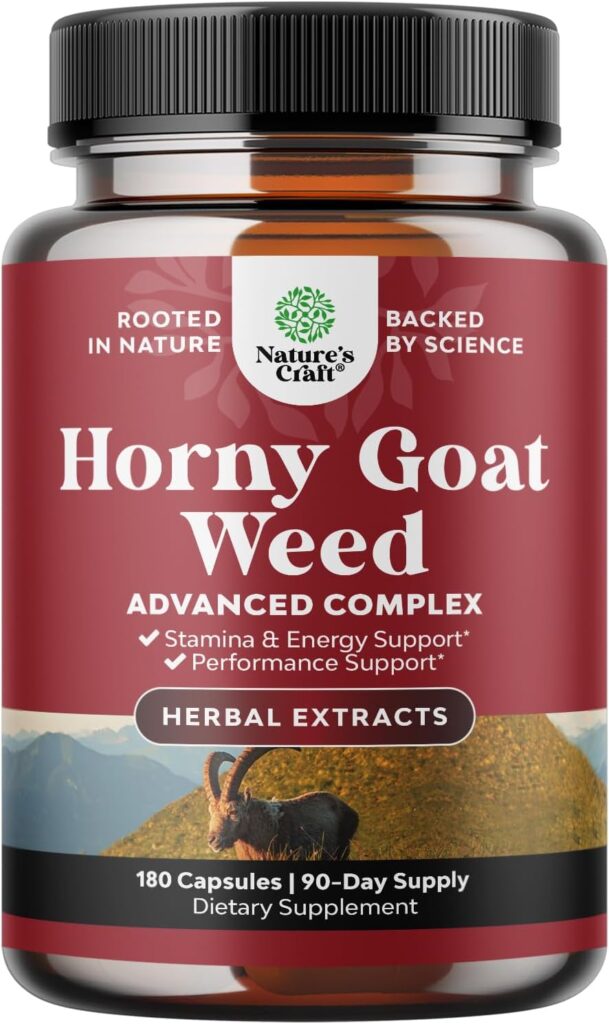 Horny Goat Weed for Male Enhancement - Extra Strength Horny Goat Weed for Men 1590mg Complex with Tongkat Ali Saw Palmetto Extract Panax Ginseng and Black Maca Root for Stamina  Energy - 90 Servings