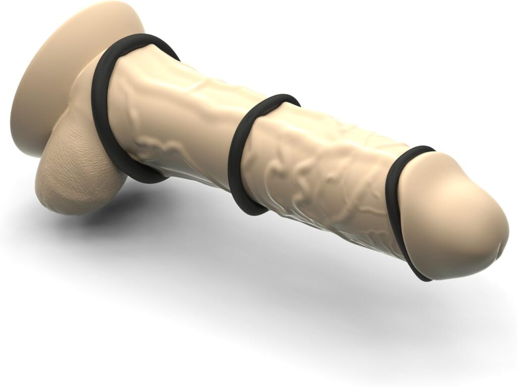 Loop Cock Rings - Medical Grade Silicone Penis Enhancer Set for Men - Last Longer  Get Harder Erections - Supports ED - Set of 3 Small Medium Large - Black