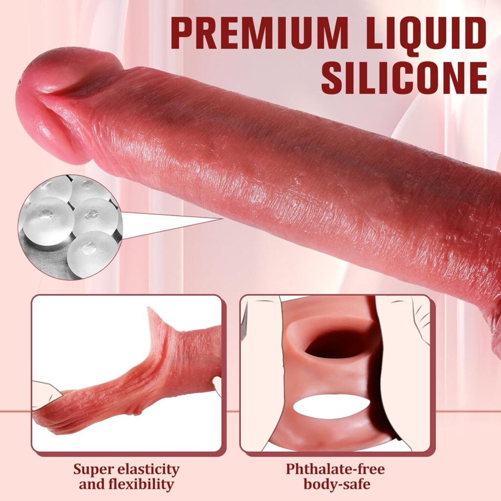 Reusable Penis Sleeve Cock Ring Extender, 2.2 inch Ultra-Soft Penis Enlarger for Couples Sex Toys for Men