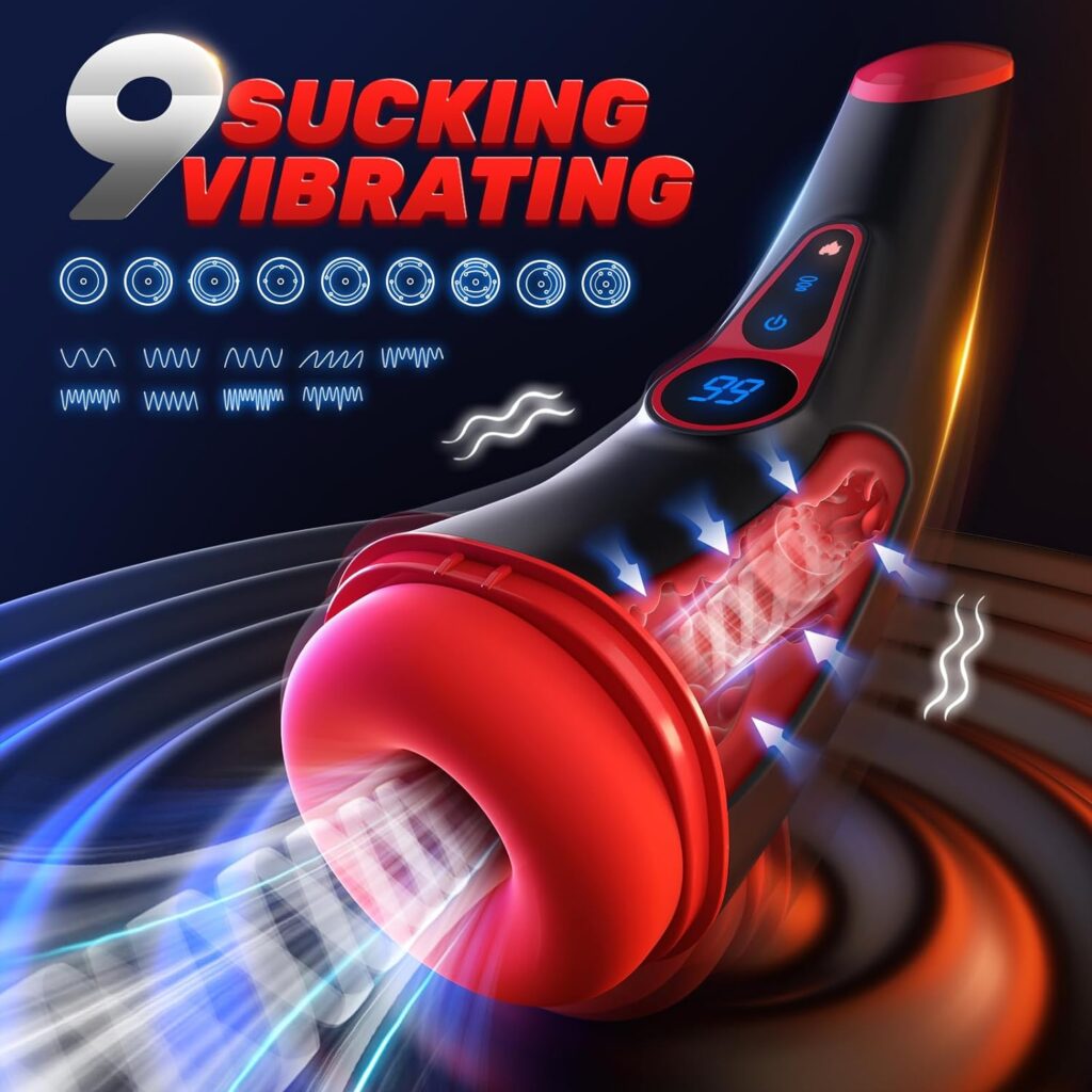 Sex Toys for Men Male Masturbator - Adult Toys Male Masturbators Penis Pump with 9 Sucking  9 Vibrating Modes, 3D Textured Sleeve Heating Mens Sex Toy Male Stroker, LCD Display Pocket Pussy for Men