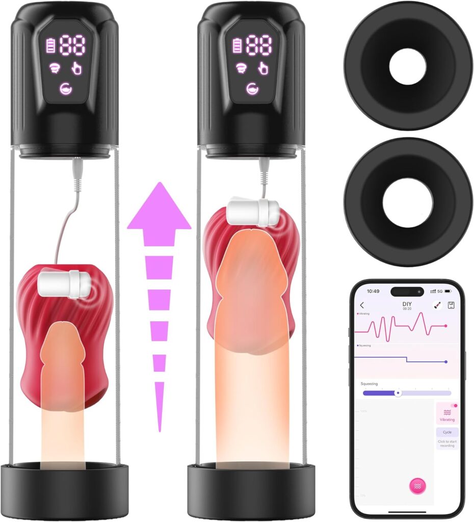 Sex Toys for Men Penis Pump-Automatic Sucking Male Masturbator with Electric Sucking Enlargement- 5 Vibration  Suction Pocket Pussy Male Stroker with Rose Shaped Inner Sleeve, Male Penis Extender