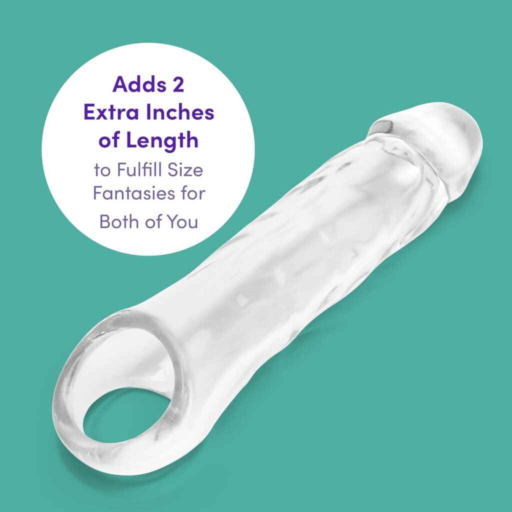 Lovehoney Mega Thick Clear Penis Sleeve – 2 Extra Inches Penis Extender with Ball Loop - Girth Sleeve for Sex