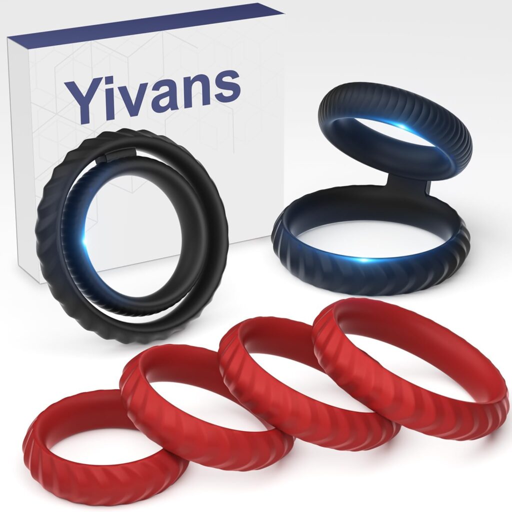 Yivans Silicone Penis Rings Set Sex Toys for Men 6 Pcs Different Sizes Silicone Cock Ring for Erection Enhancing Adult Sex Toys for Men or Couple(Dark Green)