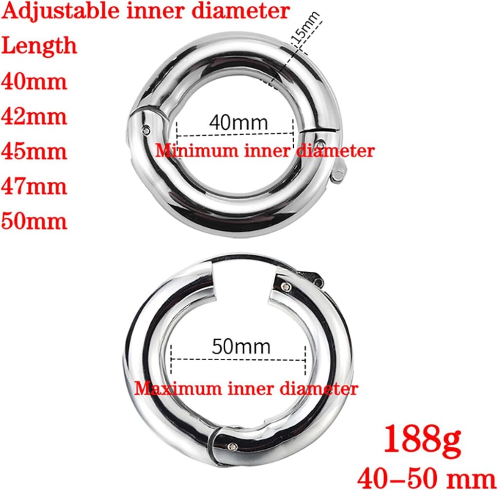 Cock Rings for Men, Testicle Ring Adjustable Diameter 30-50 mm, Metal Penis Ring Weight Delay Ring SM Scrotal Restraint Adult Chastity Sex Toys (Small)