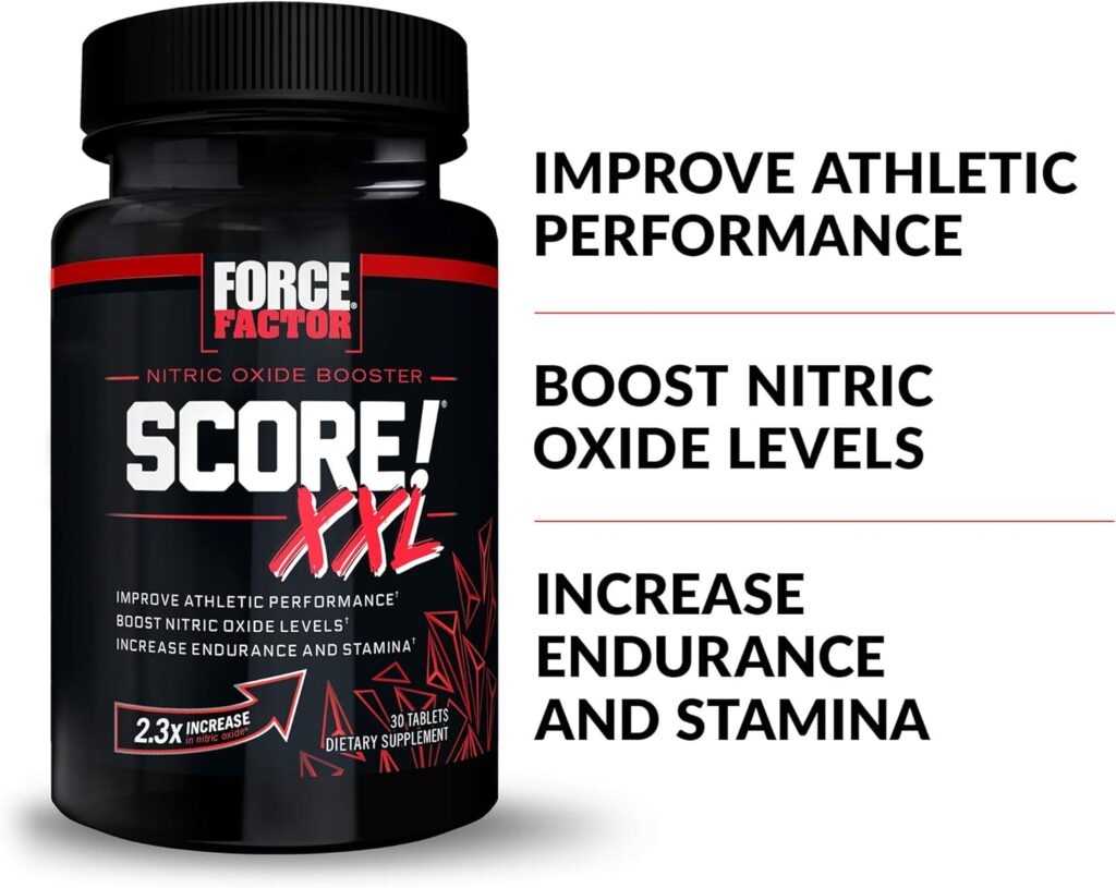 FORCE FACTOR Score! XXL, 3-Pack, Nitric Oxide Booster Supplement for Men with L-Citrulline, Black Maca,  Tribulus to Improve Athletic Performance, Increase Stamina,  Support Blood Flow, 90 Tablets