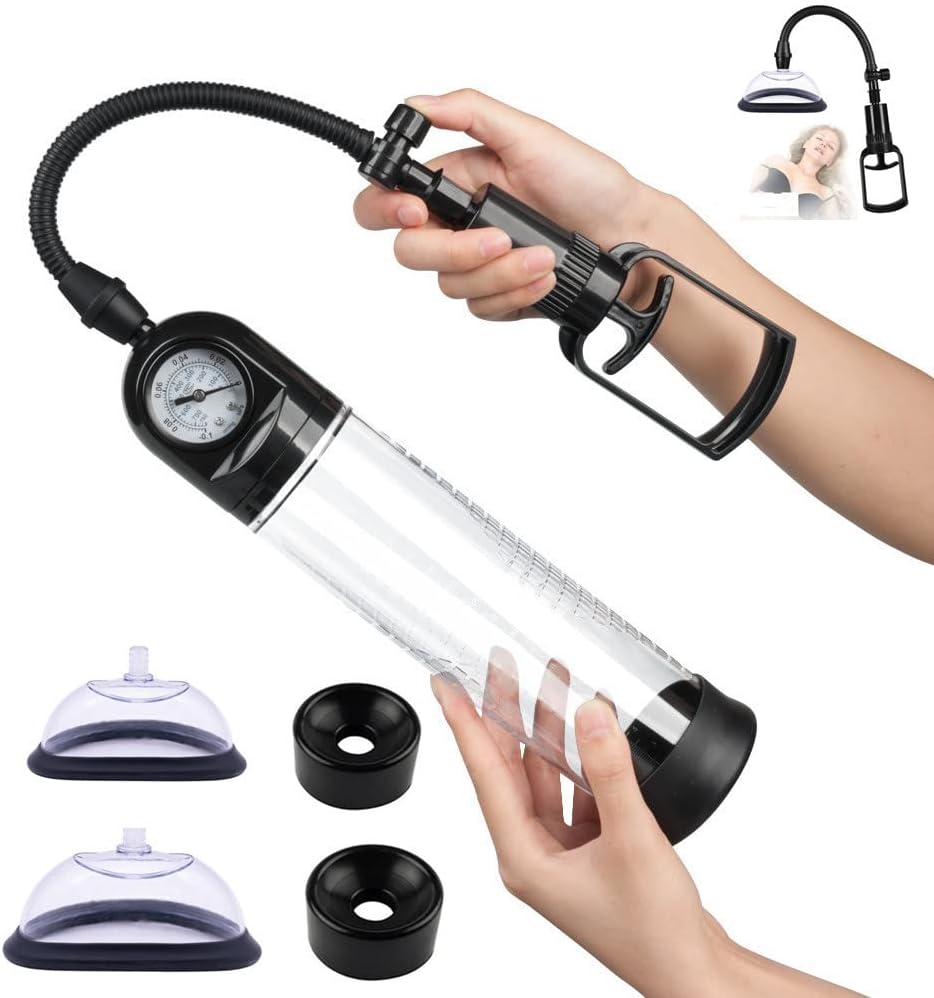 Penis Pump Enlarger,Pussy Pump，Vacuum Pump Cock Sleeve Sexual Enhancer,Stimulating Nipple Clitoral 2 in 1 Adult Toys