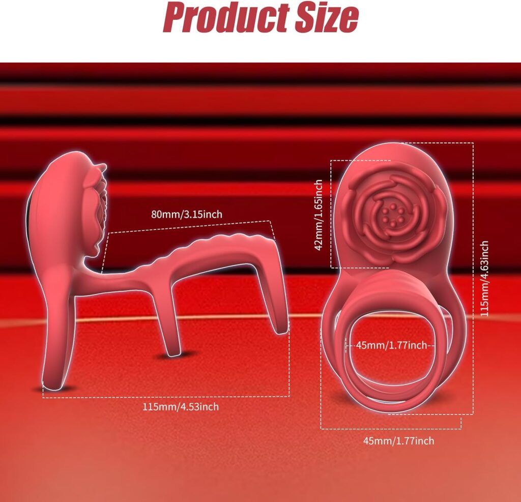 Rose Vibrating Cock Ring Adult Sex Toys with Clitoral G Spot Stimulation, Pleasure Penis Ring Vibrator Couple Sex Toys for Men Women Erection Sex Toys, Remote Control 9 Vibrations Female Male Sex Toys