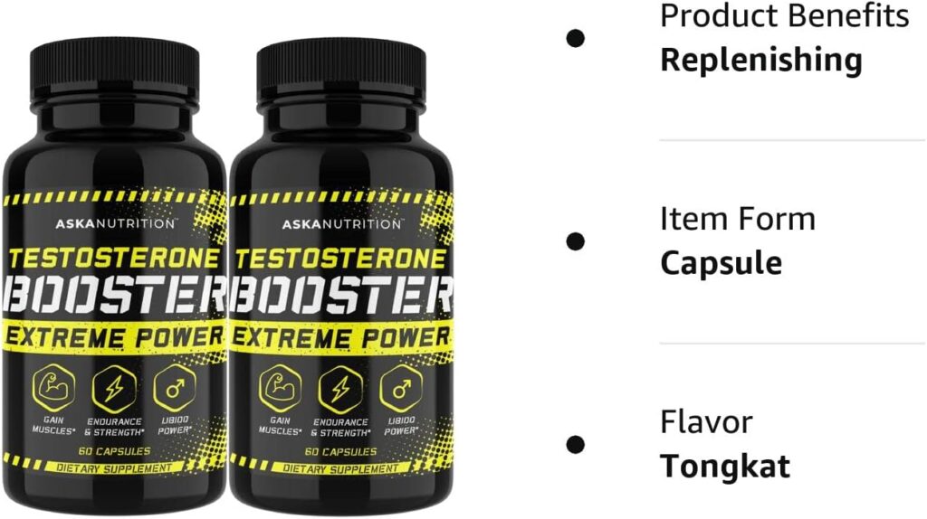 Testosterone Booster for Men - Male Enhancing Supplement with Horny Goat Weed  Tongkat Ali - Muscle Builder Enlargement Pills - Natural Test Booster Increased Desire, Energy, Stamina, Libido (2 PACK)