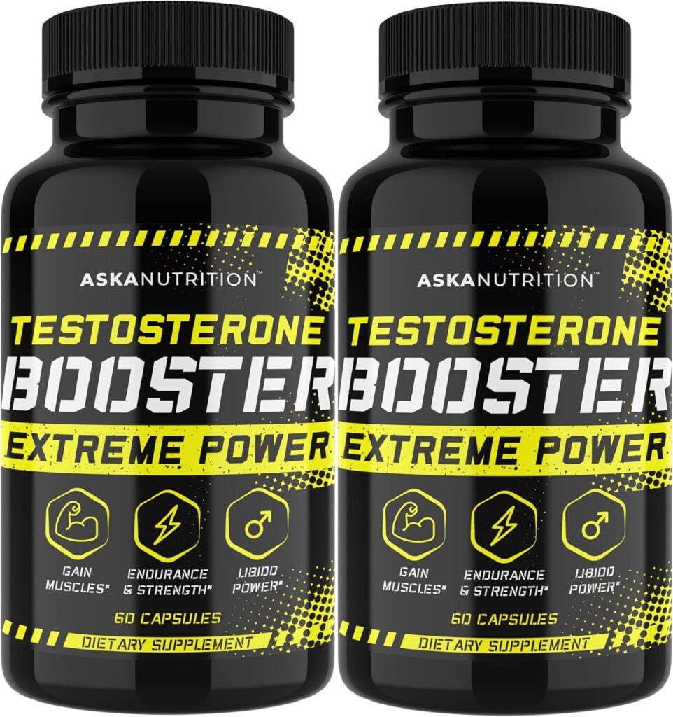 Testosterone Booster for Men - Male Enhancing Supplement with Horny Goat Weed  Tongkat Ali - Muscle Builder Enlargement Pills - Natural Test Booster Increased Desire, Energy, Stamina, Libido (2 PACK)