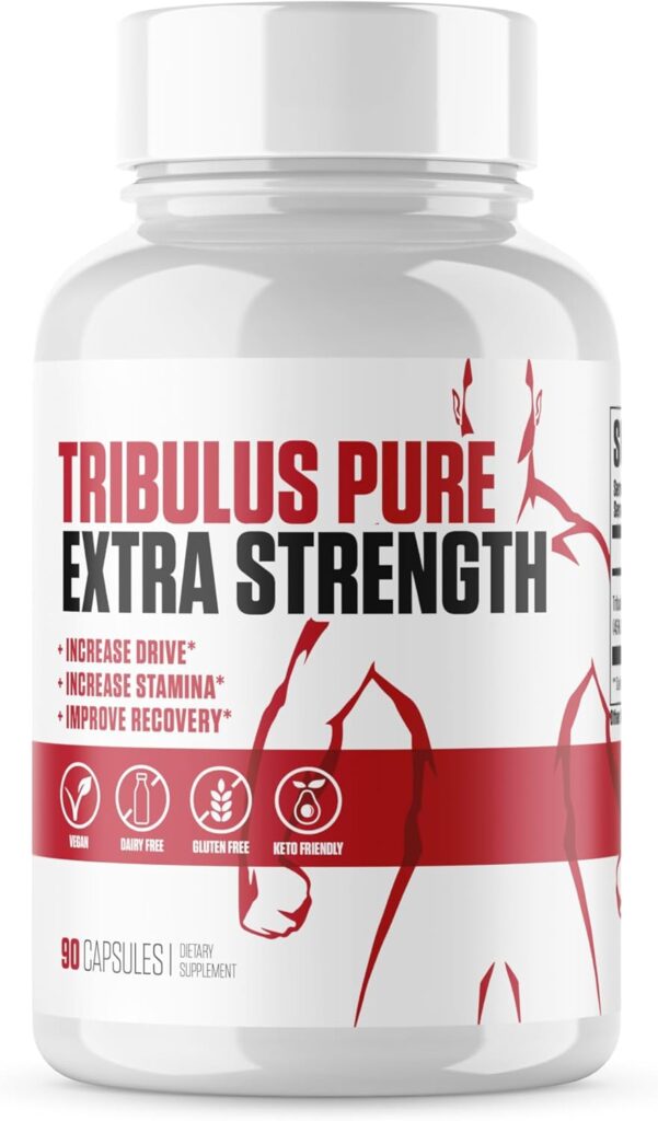 Tribulus Pure Extra Strength | #1 New Tribulus Terrestris Supplement for Men to Increase Strength, Better Stamina, Build Muscle  Improve Recovery | Vegan, Non-GMO  Gluten Free - 90 Capsules