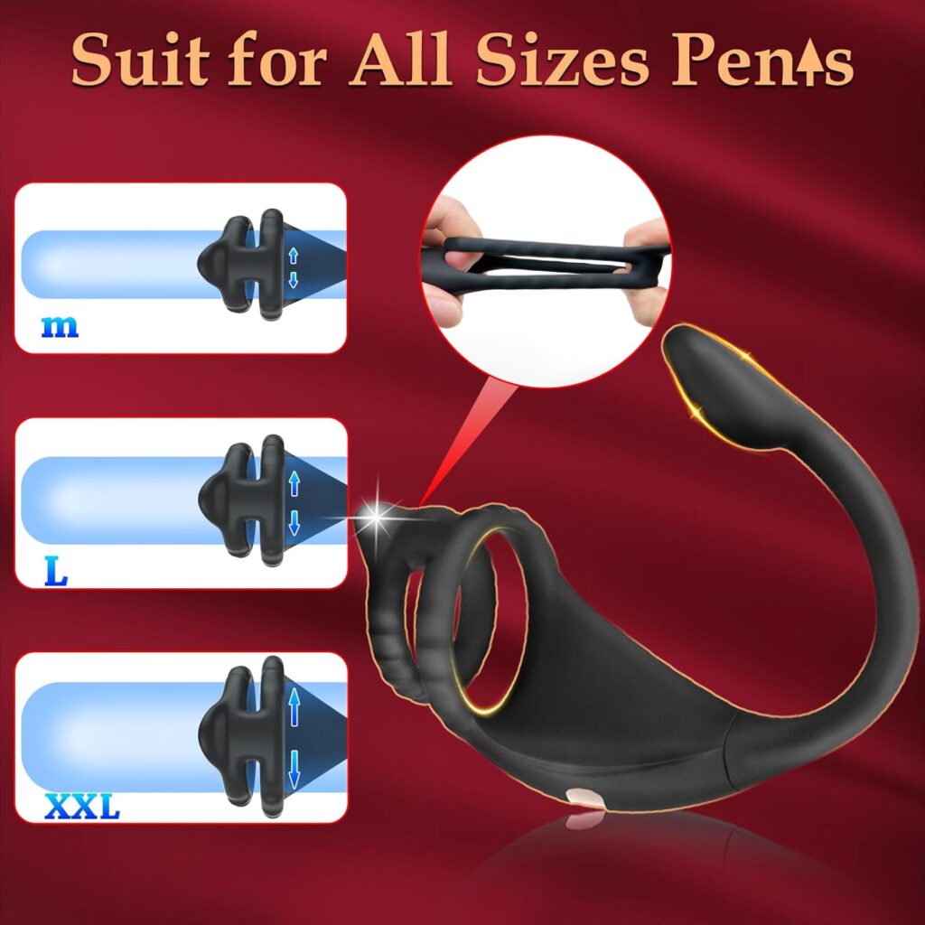 Vibrating Cock Ring Taint Stimulator with Mini Bullet, Remote Control Anal Butt Plug Prostate Massager Penis Ring Male Vibrators for Men Pleasure Sex Toys For Adult Couples