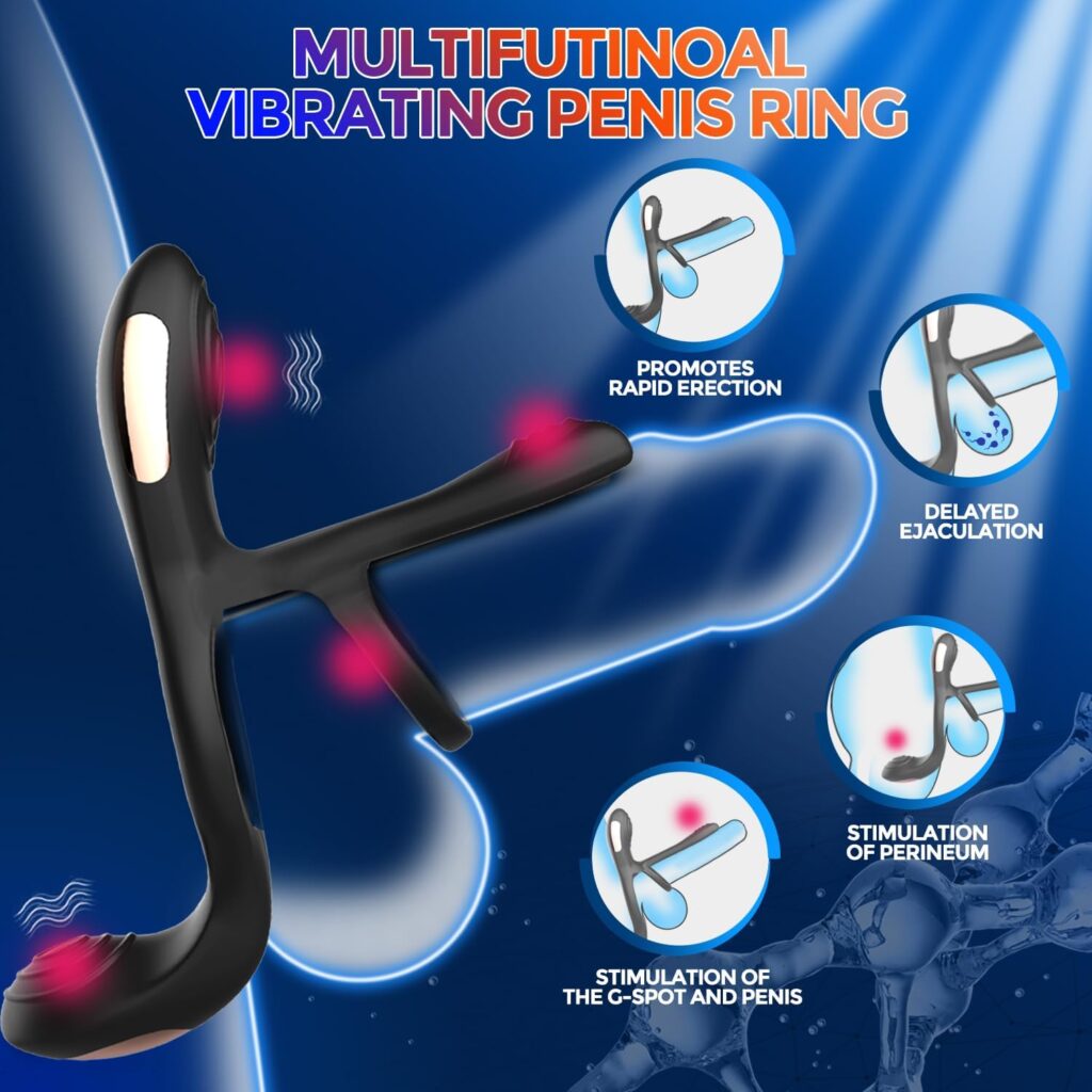 Vibrating Cock Ring with G-spot Clitoral Stimulator, Heseks Penis Ring with 10 Vibration Modes, Sex Toys for Couples for Improve Sexual Performance, Adult Toys Male Sex Toys, Adult Sex Toys  Games