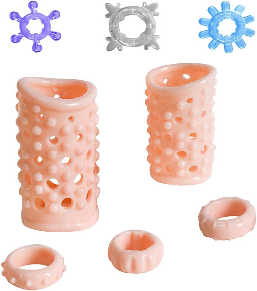 8Pcs Penis Sleeve Adjustable Cock Rings Lock Durable Silicone Penis Ring Sex Toys for Men Male Delay Ejaculation Lock Ring