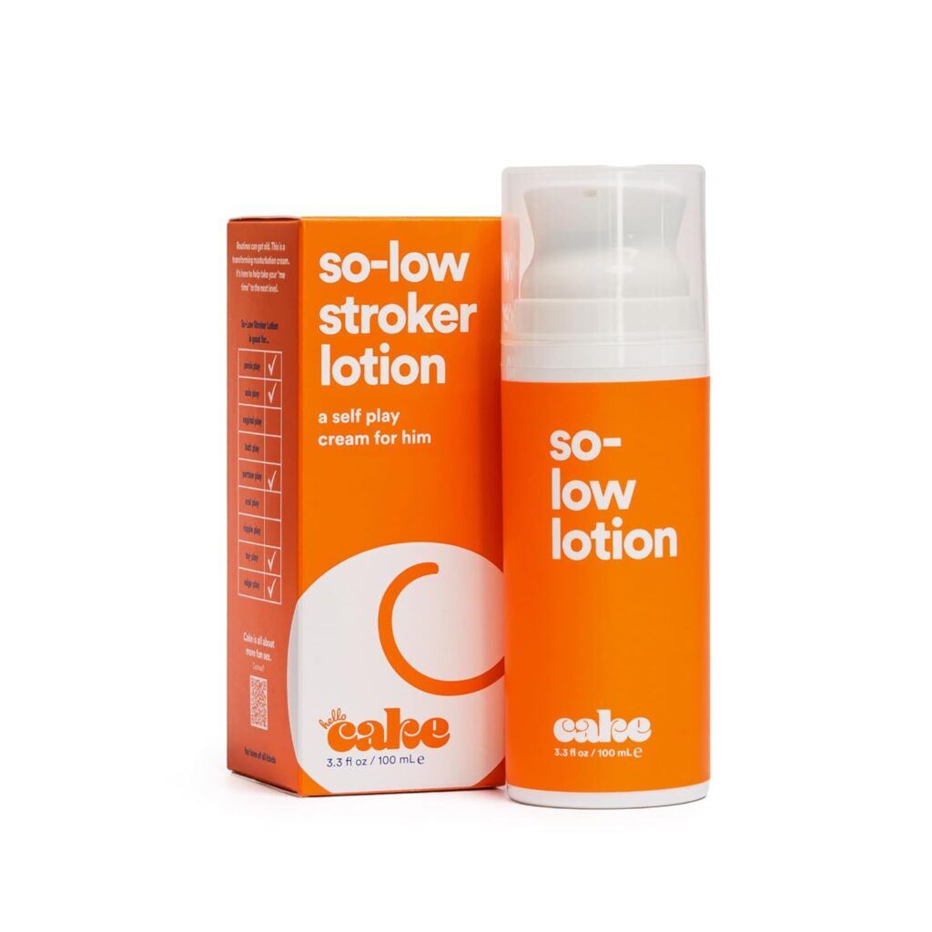 Cake Hello So-Low Stroker Lotion - Below the Belt Solo Cream for Men, Natural Moisturizing Ingredients Coconut Oil, Avocado Oil, Aloe Vera, 3.3 fl oz