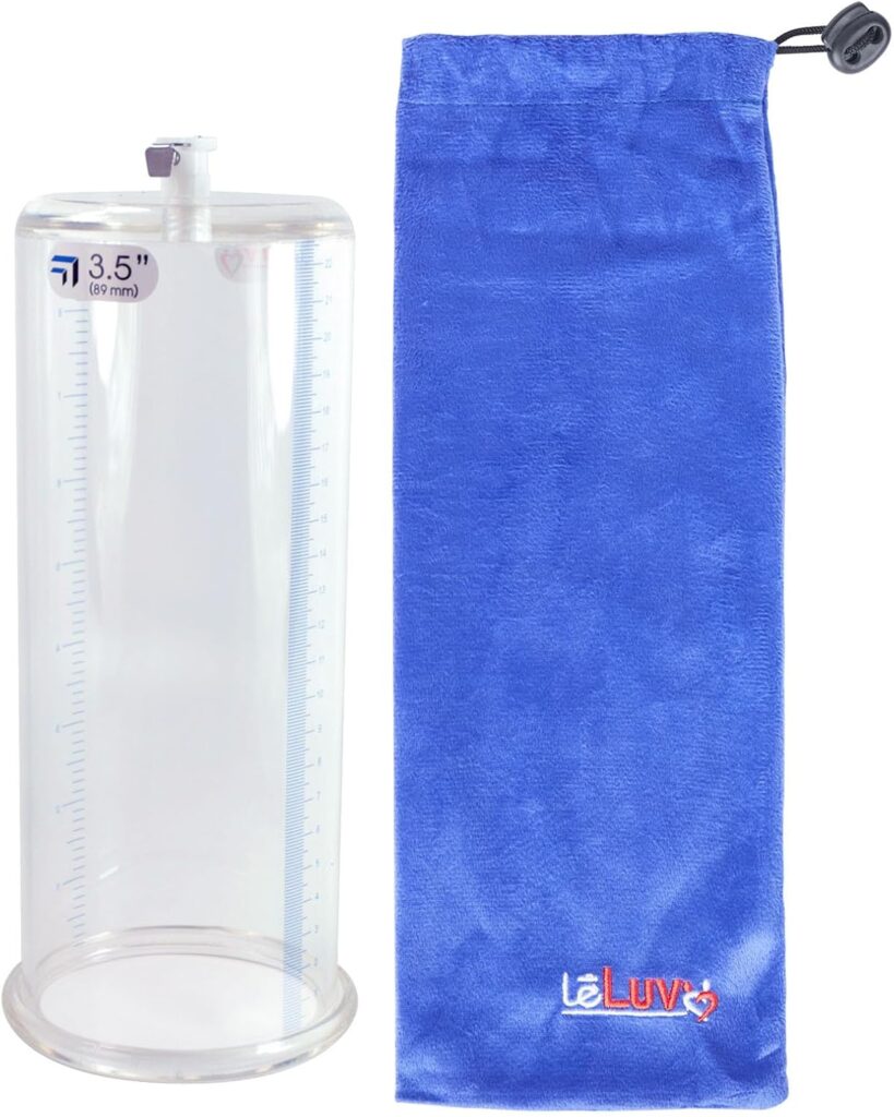 LeLuv 2.00 x 9 Penis Pump Vacuum Cylinder, Seamless Untapered Clear Acrylic Adult Toy with Measurement Marks and Locking Fitting