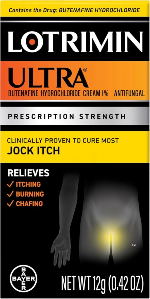 Lotrimin Ultra Antifungal Jock Itch Cream - Powerful Butenafine Hydrochloride Treatment for Jock Itch and Fungal Infections, 0.42 Ounce (12 Grams) (Packaging May Vary)