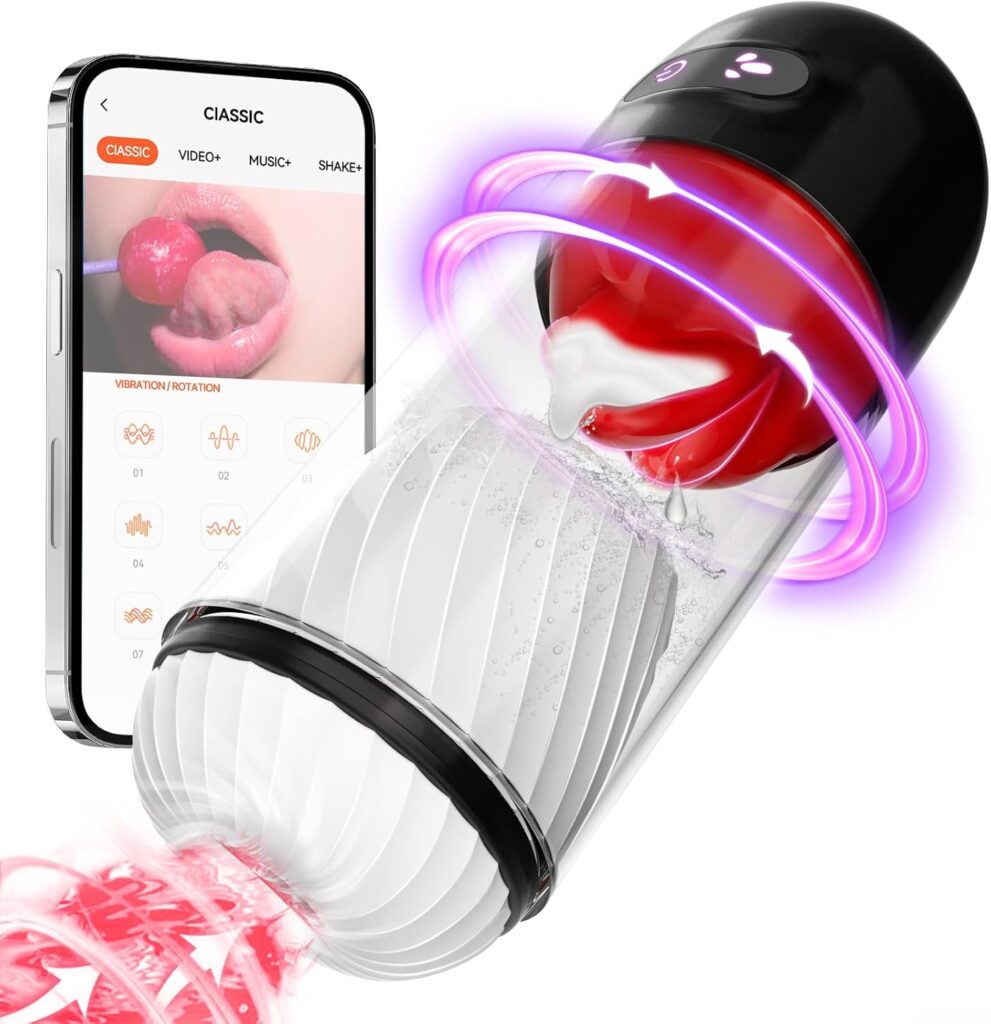 Male Masturbator Male Sex Toys for Men Penis Vibrator with APP,Penis Pump with 9 Vibrating  360° Tongue Licking,Men Pocket Pussy Stroker Penis Trainer Pump Adult Sex Toys for Men