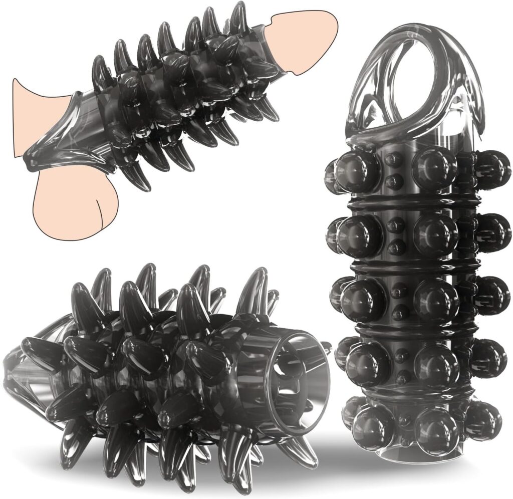 Penis Rings Penis Sleeve Cock Rings Cock Sleeve Delay Ejaculation Stronger Erection Enhancement Adult Sex Toys for Men Penis Pump Extender Girth Extension Enhance Partner Experience-2pcs