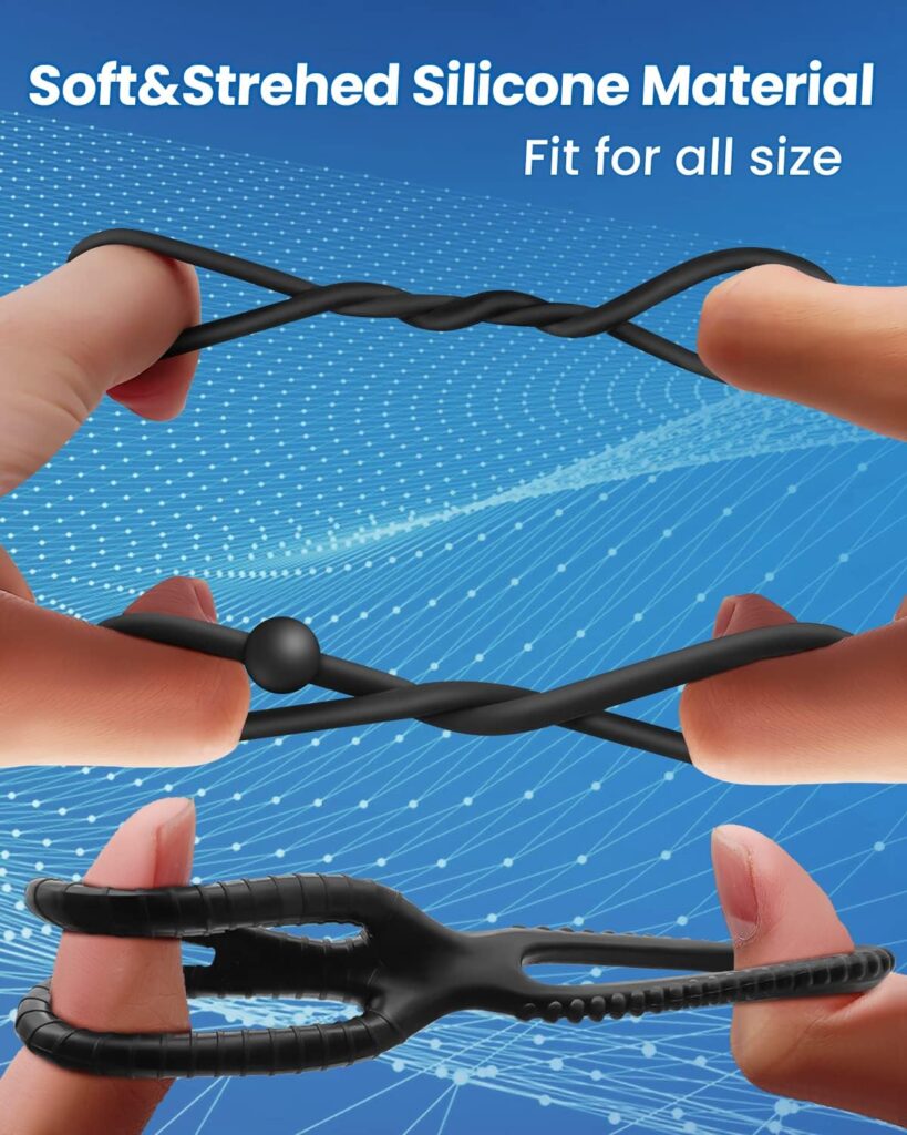 Penis Rings Set with 8 Different Sizes Cock Rings for Erection Enhancing，Long Lasting Stronger Adult Sex Toy，Soft Stretchy Silicone Cock Ring for Men Couple Sexual Pleasure Enhancing Black