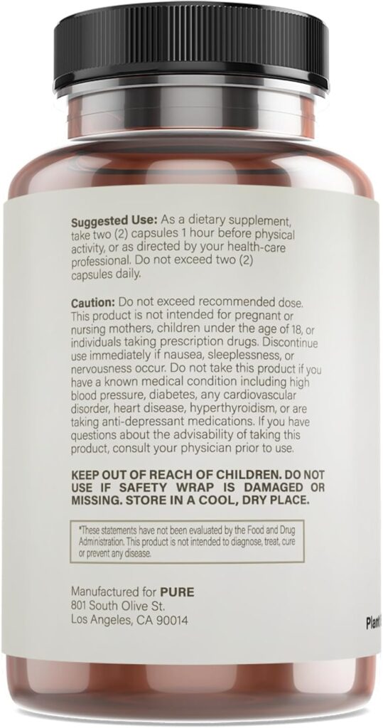 PURE Sex | 1275mg Proprietary Mens Health Formula | 60 Plant Based Capsules | Promotes Stamina and Energy | Supports Healthy Circulation | by PURE, INC.