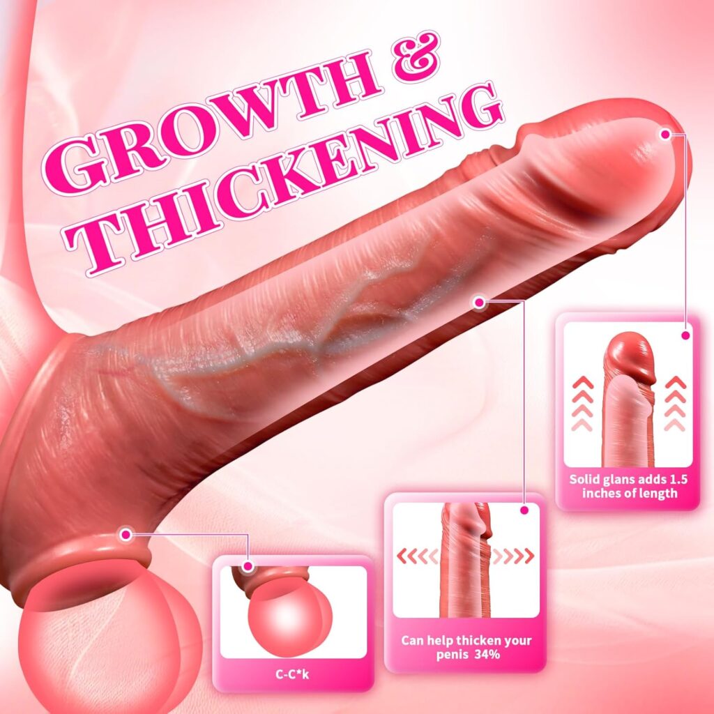 Reusable Penis Sleeve with Cock Ring Sex Toy - 1.5 inch Cock Sleeve Penis Ring Extender Ultra-Soft Penis Enlarger for Couples Cock Enlarger Sex Toys for Men