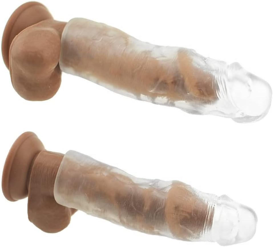 SHEQU Reusable Penis Sleeve Extender Ultra-Soft Extension Sex Toy Cock Enlarger Condom Sheath Delay Ejaculation Toys Men (3pcs Small, Medium and Large Included)