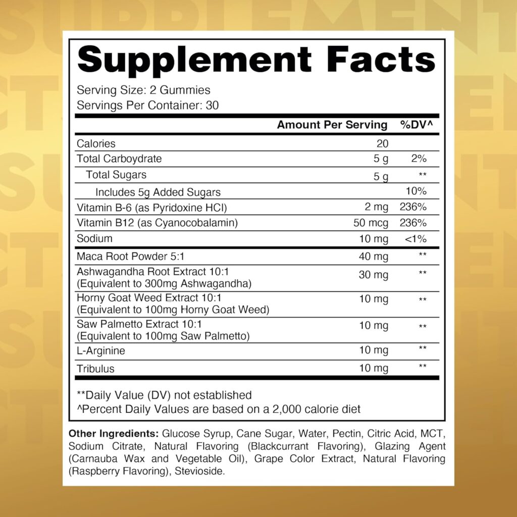 (2 Bottles) Testosterone Booster Gummies | Superior 8-in-1 Complex | Maca, Ashwagandha, L-Arginine, Tribulus  More | Male Enhancement Test Booster for Men | Energy and Performance Enhancer | 120ct.