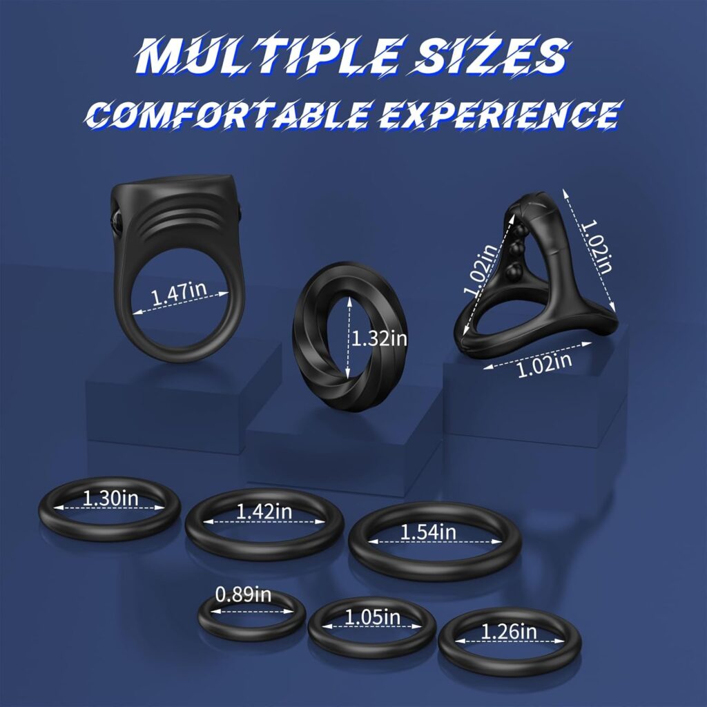 Cock Penis Ring Set with 8 Different Sizes, Silicone Cock Penis Rings for Penis Erection Enhancing, Sex Longer Lasting Stronger, Male Soft Stretchy Adult Sex Toys for Men or Couples Pleasure