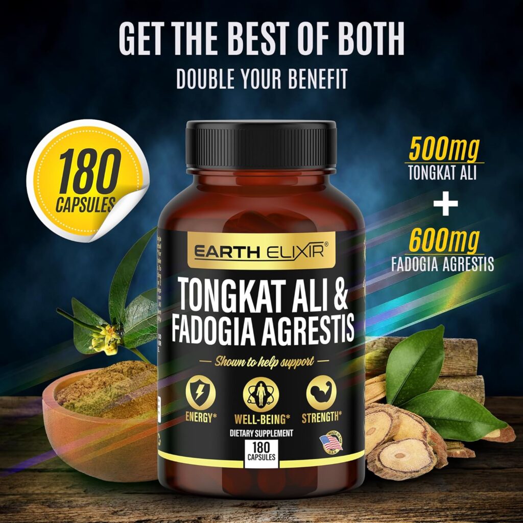 Fadogia Agrestis 600mg and Tongkat Ali 500mg Supplements (180 Capsules) - Made in USA - 3 Month Supply – 3rd Party Tested - Long Jack - Tongkat Ali Fadogia Agrestis Supplements for Men