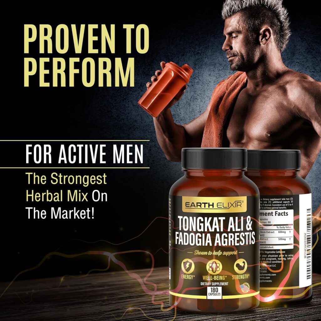 Fadogia Agrestis 600mg and Tongkat Ali 500mg Supplements (180 Capsules) - Made in USA - 3 Month Supply – 3rd Party Tested - Long Jack - Tongkat Ali Fadogia Agrestis Supplements for Men