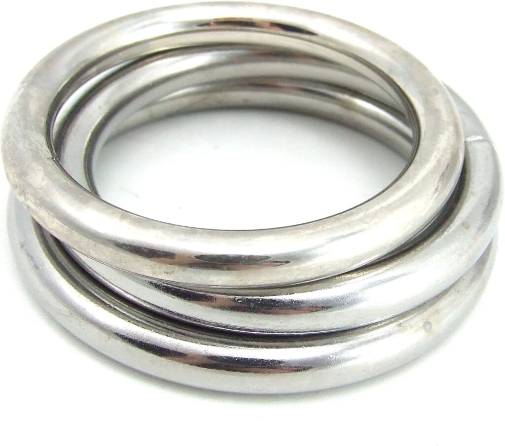 Heart 2 Heart Cock Ring - Metal - 3 Pc Set - Lg. Chrome