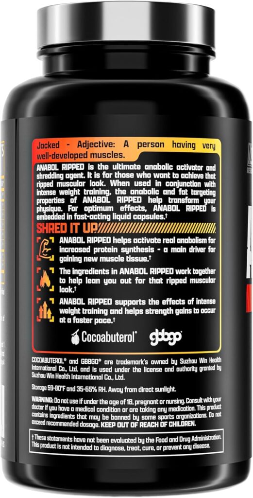 Nutrex Research Anabol Ripped Anabolic Muscle Builder for Men, 2-in-1 Muscle Builder and Shredding Supplement, (60 Count)