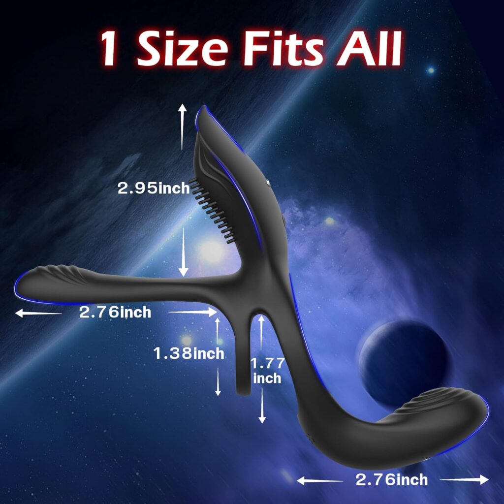 Vibrator for Couple, 3 in 1 Vibrating Cock Ring with 10 Modes, Mens Penis Vibrators, Perineum , G spot, Clitorals Stimulator for Women, Sex Novelties, Adult Sex Toys  Games Black