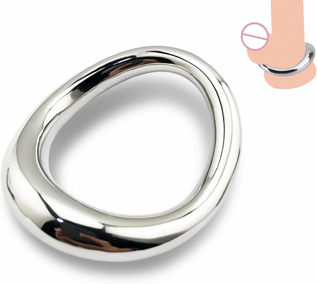 Penis Ring Metal Curved Cock Ring Stainless Steel Scrotum Stretcher Smooth Comfortable Erection Ring Without Burrs Mens Bondage Sex Toys (A5)