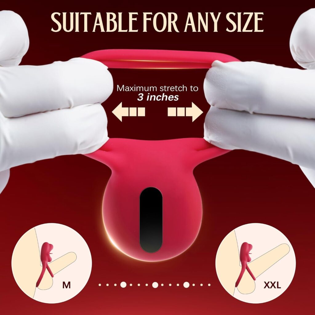 Vibrating Cock Ring Penis Ring Vibrator - Sex Toys for Men Cock Rings Clitoral Stimulator with Licking Mouth Pleasure, Couples Adult Sex Toy for Men Women, 9 Vibrations for Male Female