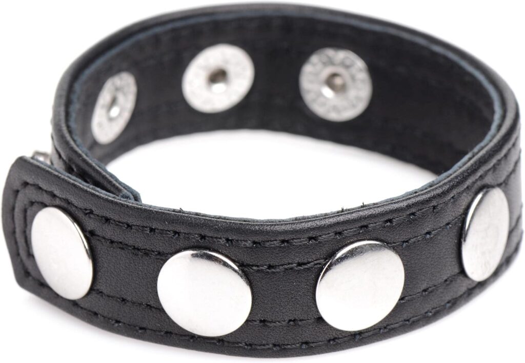 XR PLAY HARD. Strict Leather Cock Ring Black Studded Leather Speed Snap-On Ring for Men or Couples, Harder Longer Erection Enhancer, Adjustable Cock Ring, Stay Hard Male Enhancement - Black