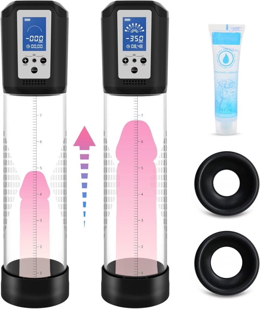 Electric Penis Pump for Men with 8 Suction Intensities, Adorime Rechargeable Automatic Vacuum Penis Enlargement Extend Pump, Mens Penis Enlarger Air Pressure Device