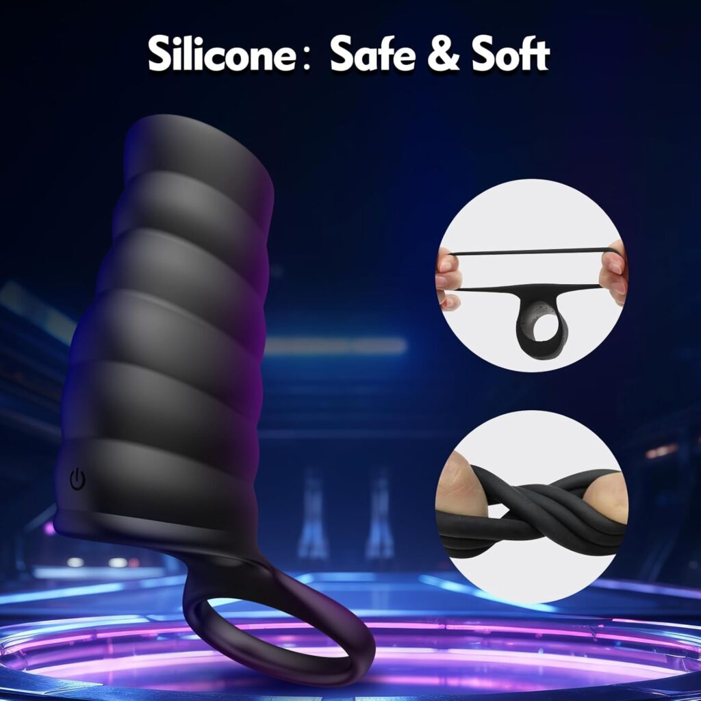 Vibrating Penis Sleeve Cock Ring - Enhancing Hardness  Long Lasting of Erections Sex Toys for Men, Male Vibrator with Remote Control 10 Stimulating Modes, Adult Sex Toys for Men or Couple