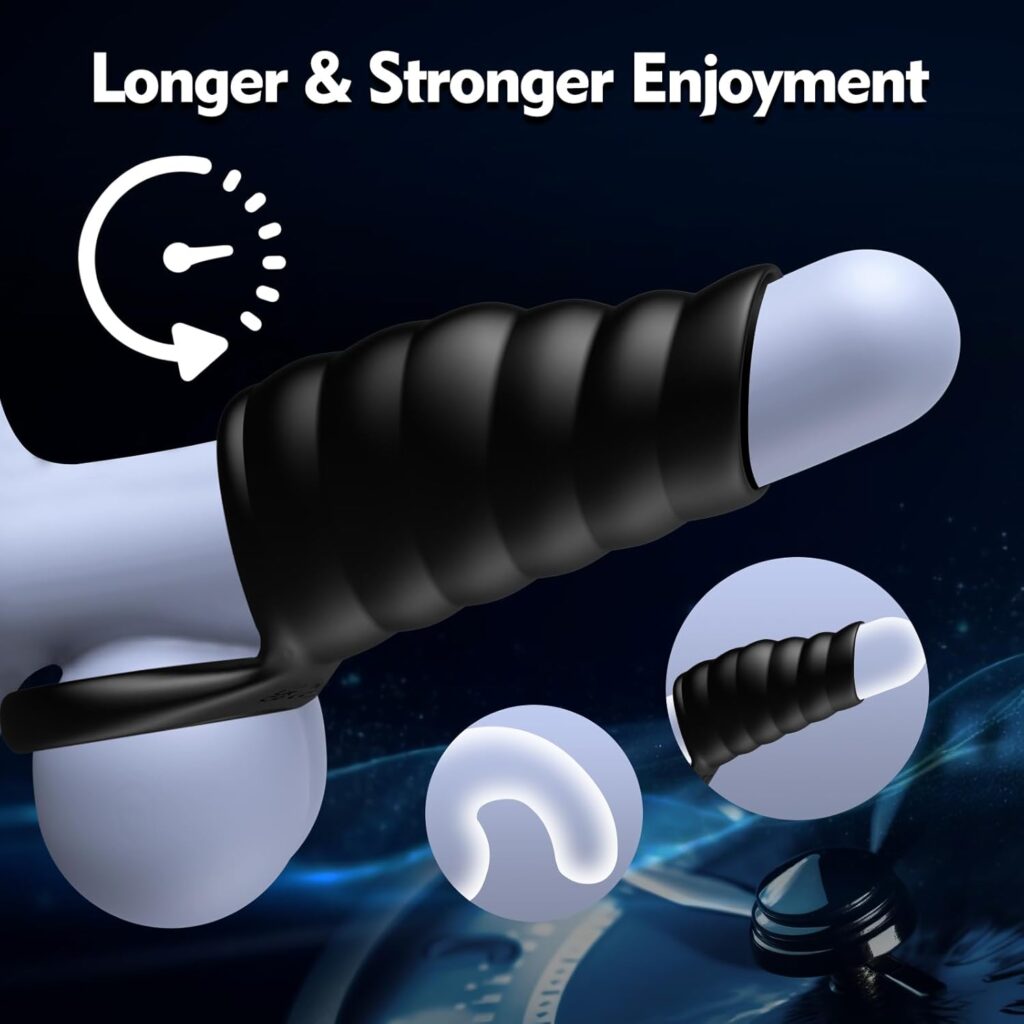 Vibrating Penis Sleeve Cock Ring - Enhancing Hardness  Long Lasting of Erections Sex Toys for Men, Male Vibrator with Remote Control 10 Stimulating Modes, Adult Sex Toys for Men or Couple