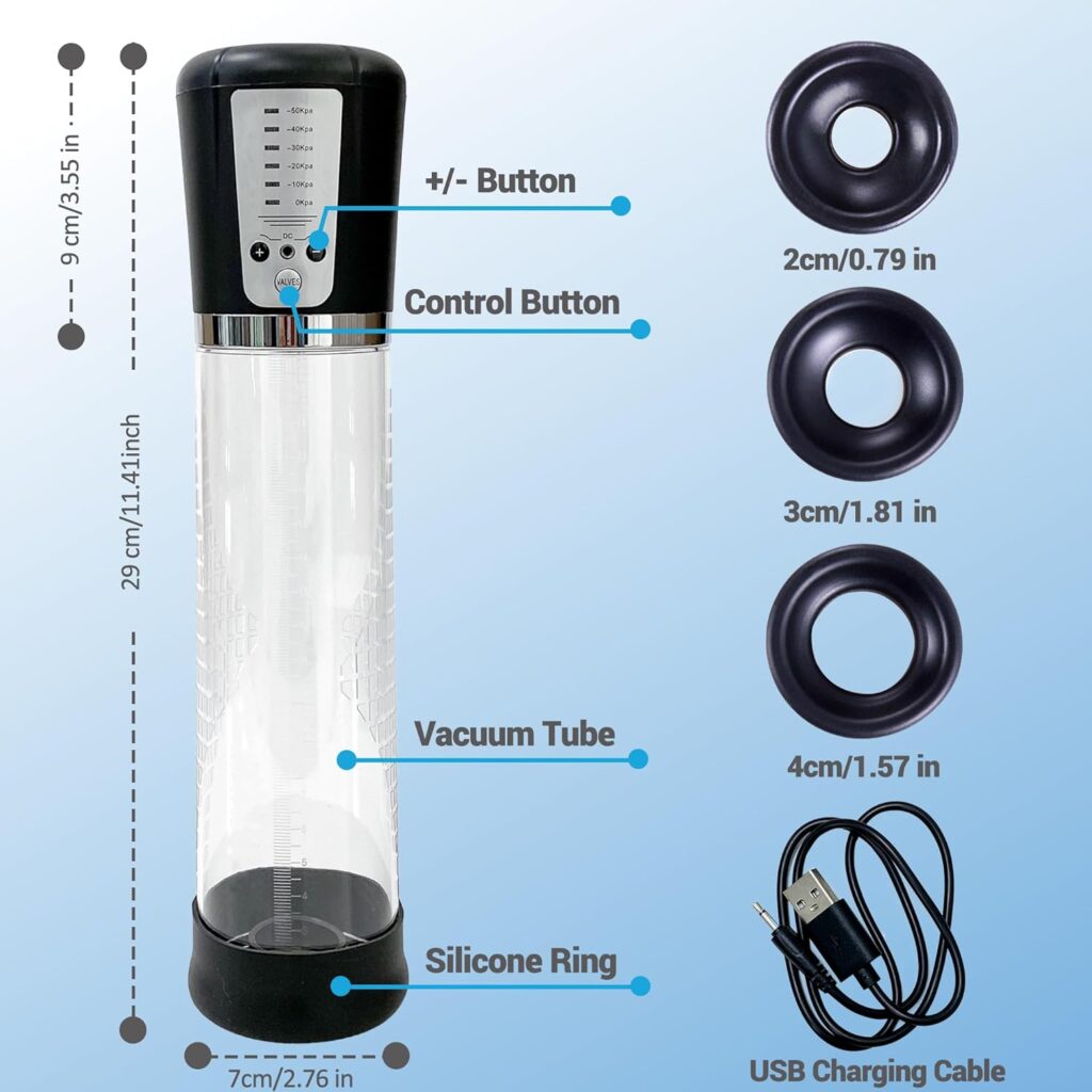 Electric Penis Enlarger Vacuum Pump with 5 Suction Intensities, for Men Longer Bigger Stronger Erection,Electric Enlargement Extender Penis Vacuum Pump Sex Toys for Men