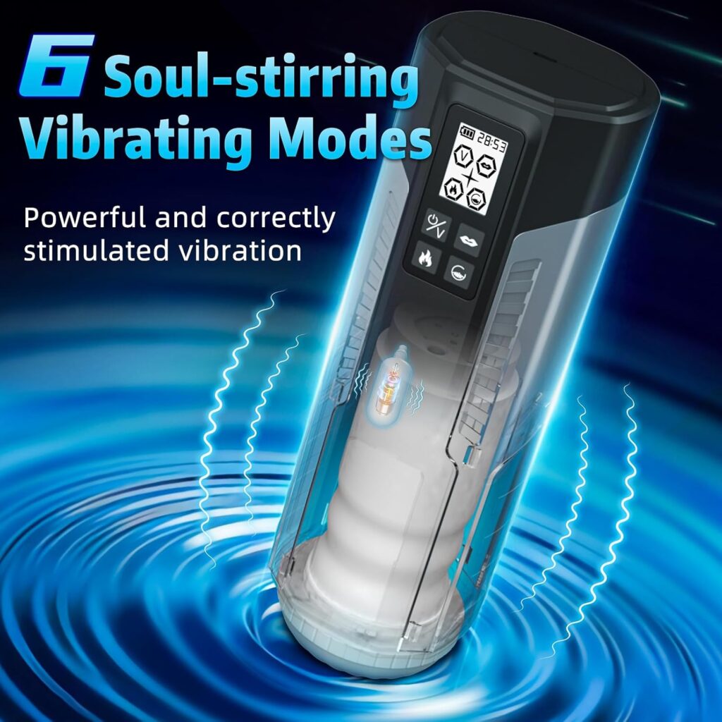 Male Masturbator Sex Toys for Men - Mens Sex Toys Penis Pump 8 in 1 Adult Toys Male Vibrator with 6 Thrust  6 Suck | 6 Squeeze | 6 Vibrate | Heating LCD Display 3D Stroker Pocket Pussy Sex Machine