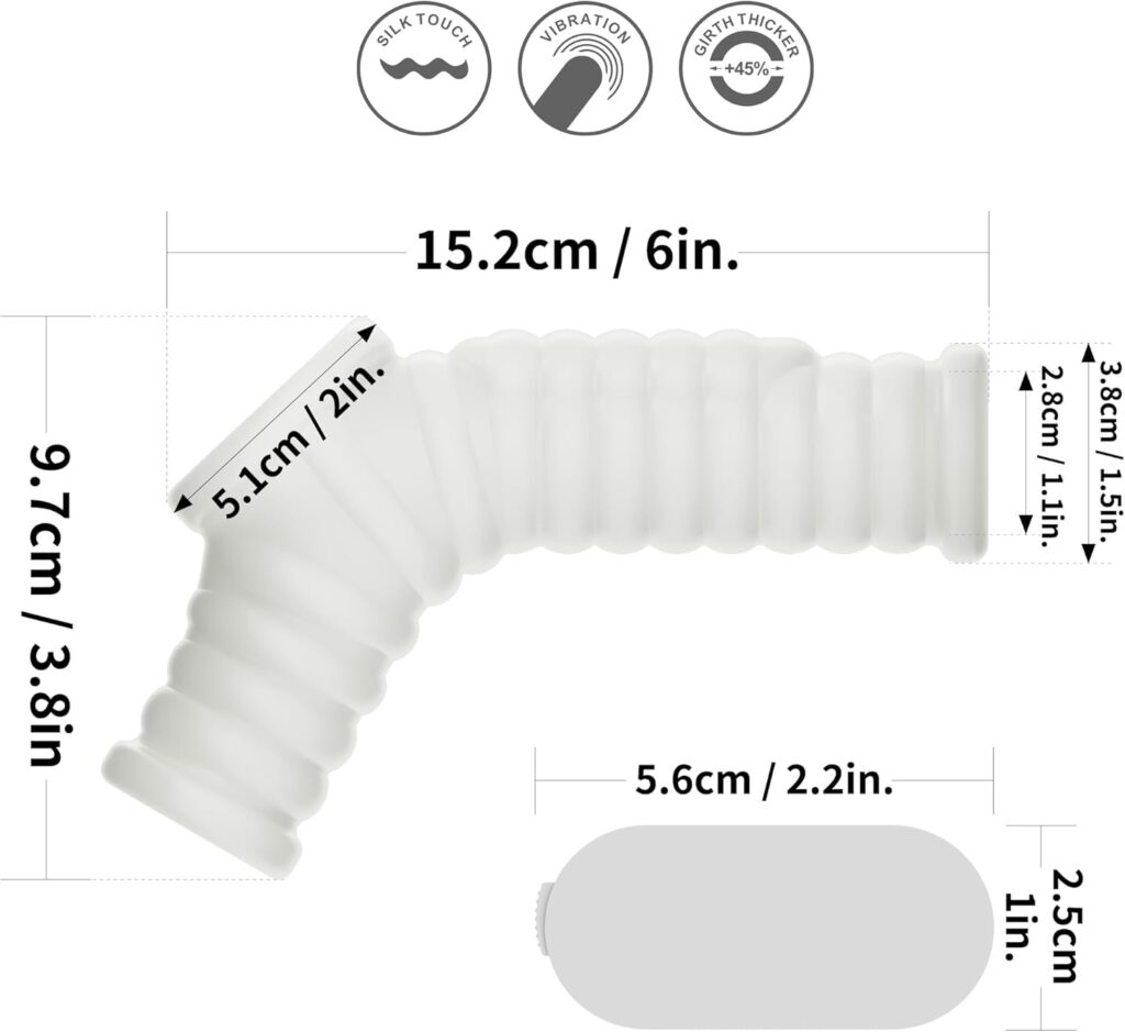 Penis Sleeve, lovetoy Vibrating Cock Ring Vibrator Penis Extender Penis Pump Sleeve Stretcher Cock and Ball Sleeve Soft TPE Penis Enlarger Penis Extension Adult Sex Toys for Men Couples White